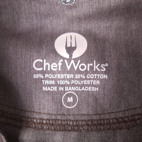 Chef Works Shirt Mens Medium Gray College Chefs Embroidered Uniform Cook Kitchen - Picture 6 of 16